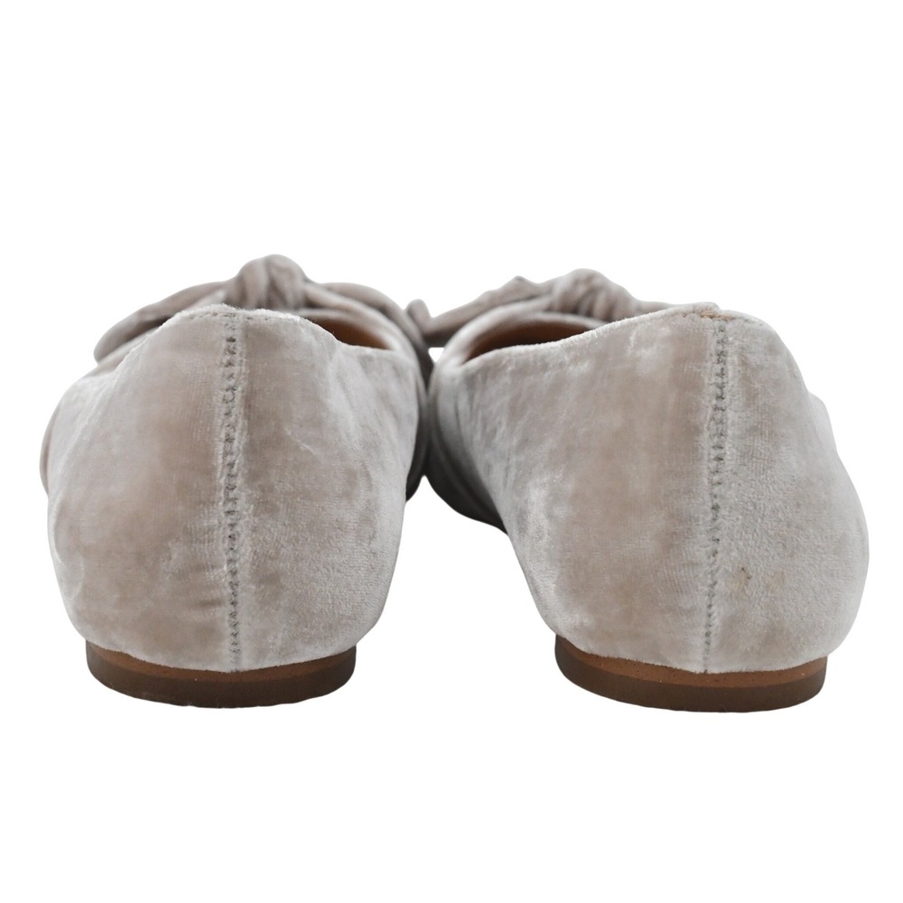 J Jill Women's Velvet Pointed Toe Ballet Flats Bow Accent Taupe Balletcore 7.5 - Picture 6 of 8
